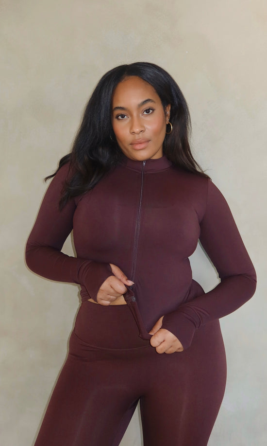 Sculpt Motion Zip Up - Chocolate Brown