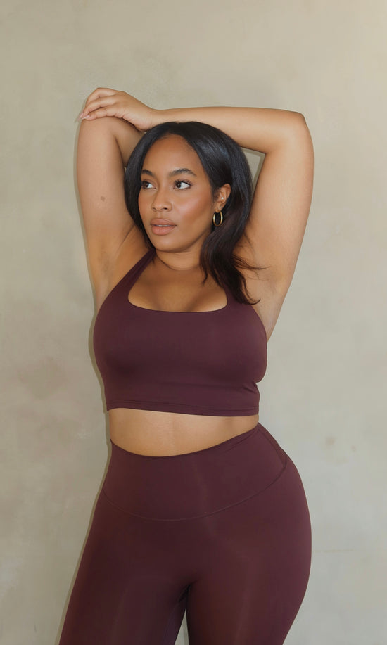 Empower Halter Sports Bra - Chocolate Brown