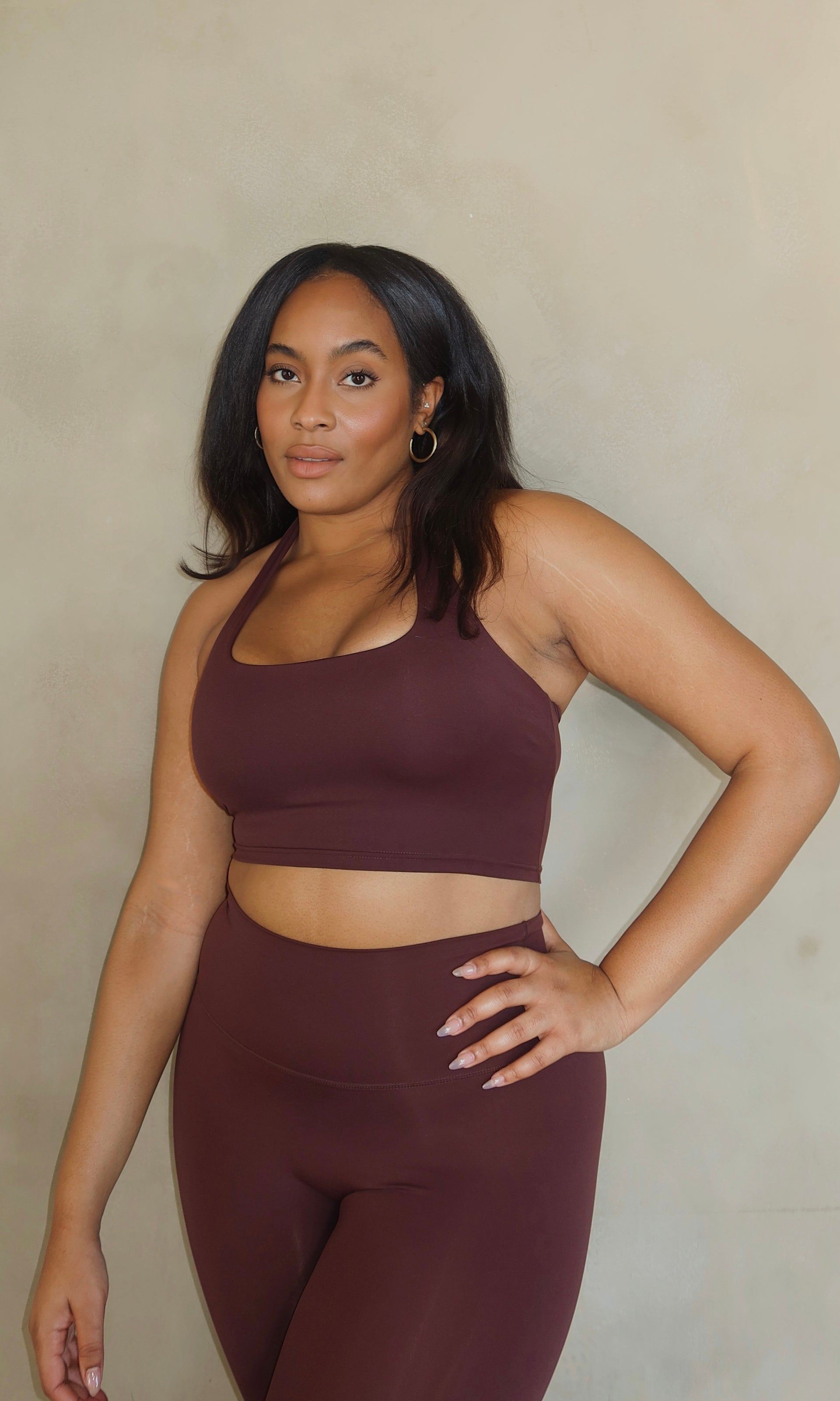 Empower Halter Sports Bra - Chocolate Brown