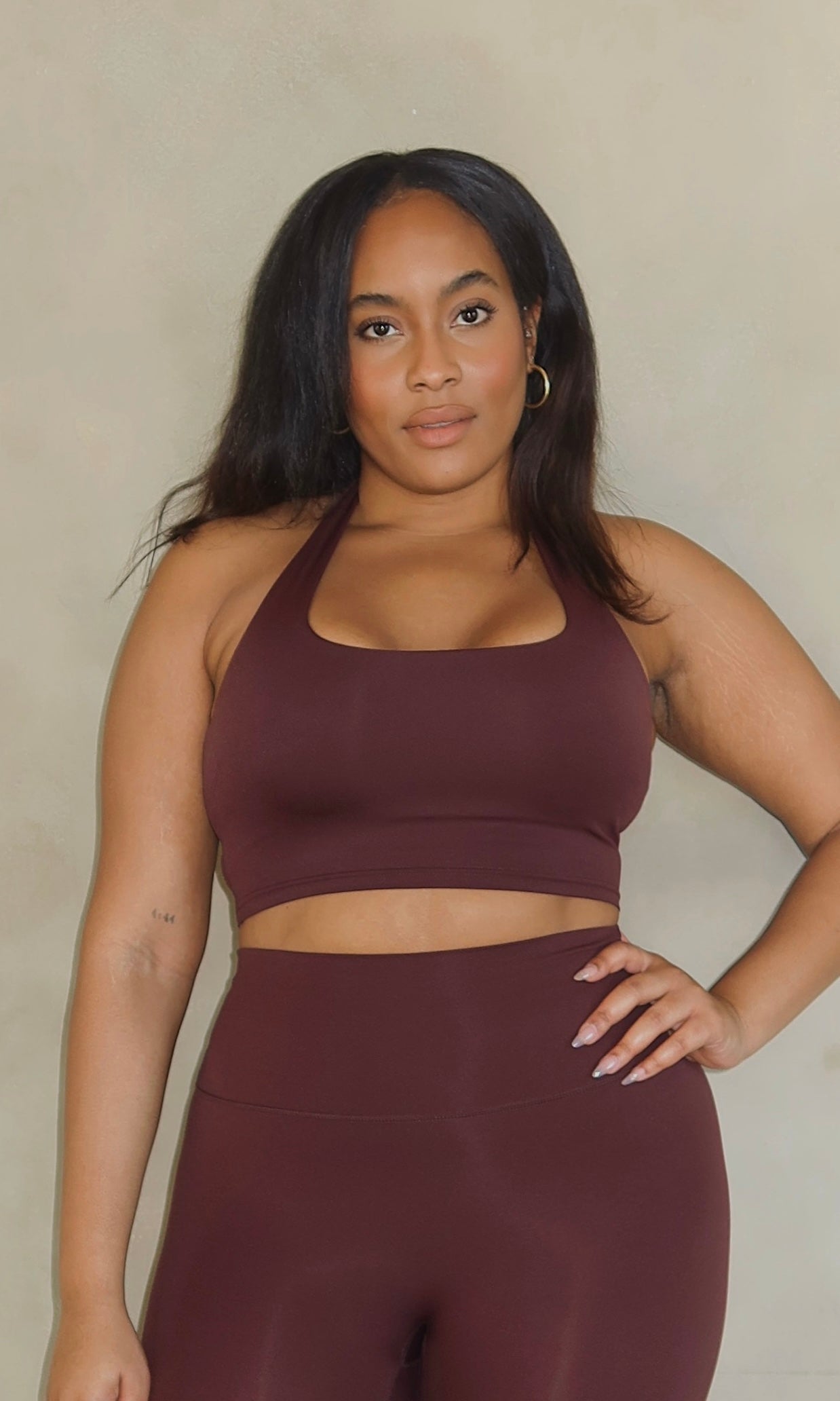 Empower Halter Sports Bra - Chocolate Brown